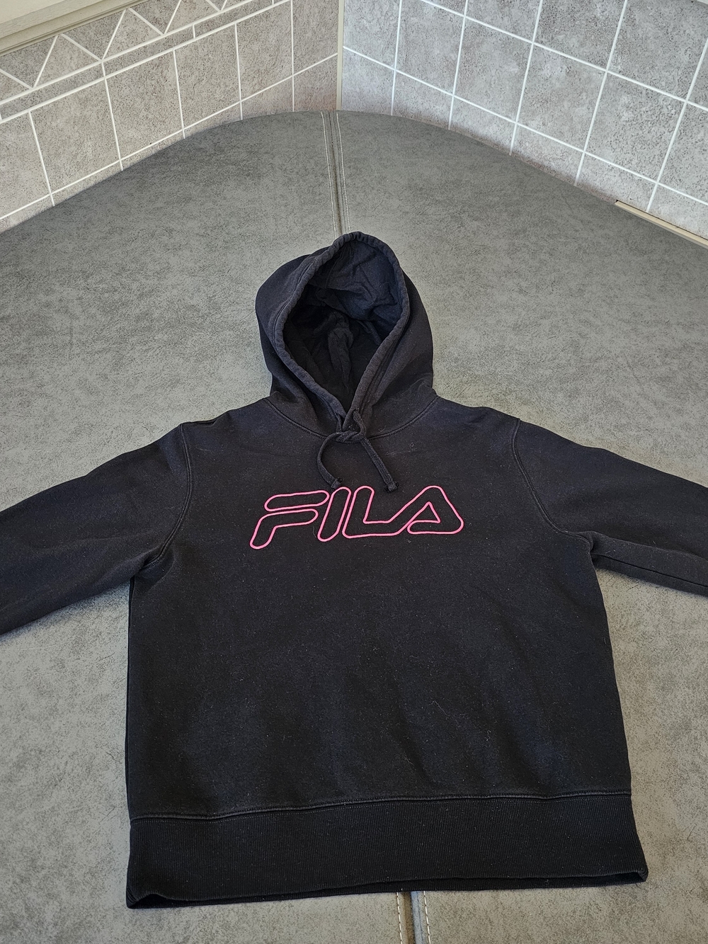FILA Black Hoodie with Pink Logo Size Medium